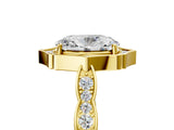 Yellow gold Oval Halo Diamond Engagement Ring with Milgrain Band and Four-Prong Setting_59