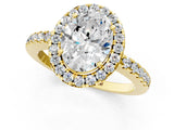 Yellow gold Oval Halo Diamond Engagement Ring with Pavé Band and Four-Prong Setting_73