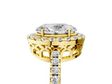 Yellow gold Oval Halo Diamond Engagement Ring with Pavé Band and Four-Prong Setting_77