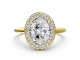 Yellow gold Oval Halo Diamond Engagement Ring with Solitaire Band and Four-Prong Setting_20
