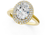Yellow gold Oval Halo Diamond Engagement Ring with Solitaire Band and Four-Prong Setting_21