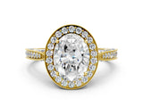 Yellow gold Oval Halo Diamond Engagement Ring with Split Shank Band and Four-Prong Setting_6