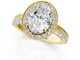 Yellow gold Oval Halo Diamond Engagement Ring with Split Shank Band and Four-Prong Setting_7