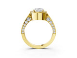 Yellow gold Oval Halo Diamond Engagement Ring with Split Shank Band and Four-Prong Setting_9