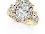 Yellow gold Oval Halo Diamond Engagement Ring with Split Shank and Four-Prong Setting 1