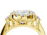 Yellow gold Oval Halo Diamond Engagement Ring with Split Shank and Four-Prong Setting 4