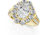 Yellow gold Oval Halo Diamond Engagement Ring with Split Shank and Prong Setting_67