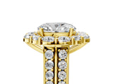 Yellow gold Oval Halo Diamond Engagement Ring with Split Shank and Prong Setting_71