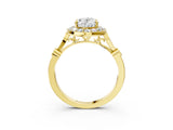 Yellow gold Oval Halo Diamond Engagement Ring with Twisted Band and Four-Prong Setting 3