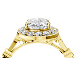 Yellow gold Oval Halo Diamond Engagement Ring with Twisted Band and Four-Prong Setting 4
