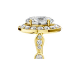 Yellow gold Oval Halo Diamond Engagement Ring with Twisted Band and Four-Prong Setting 5