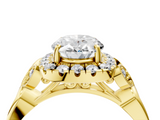 Yellow gold Oval Halo Diamond Engagement Ring with Vintage-Inspired Band and Four-Prong Setting_7
