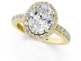 Yellow gold Oval Halo Diamond Pavé Band Ring with Prong Setting_21