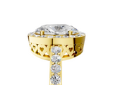 Yellow gold Oval Halo Diamond Pavé Band Ring with Prong Setting_25