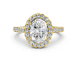 Yellow gold Oval Halo Diamond Pavé Solitaire Ring_45