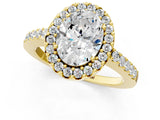 Yellow gold Oval Halo Diamond Pavé Solitaire Ring_46