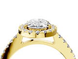 Yellow gold Oval Halo Diamond Pavé Solitaire Ring_49