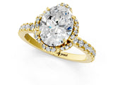 Yellow gold Oval Halo Diamond Pave Band Ring with Four-Prong Setting_20