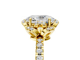 Yellow gold Oval Halo Diamond Pave Band Ring with Four-Prong Setting_24