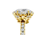 Yellow gold Oval Halo Diamond Pave Band Ring with Four-Prong Setting_50