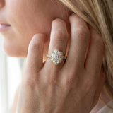 Yellow gold Oval Halo Diamond Pave Band Ring with Four-Prong Setting_59