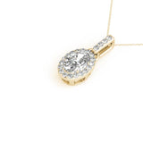 Yellow gold Oval Halo Diamond Pendant with Pavé Prong Setting 1