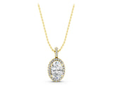 Yellow gold Oval Halo Diamond Pendant with Prong Setting_10