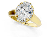 Yellow gold Oval Halo Diamond Ring with Cathedral Band and Four-Prong Setting_63