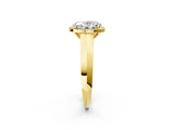 Yellow gold Oval Halo Diamond Ring with Cathedral Band and Four-Prong Setting_64