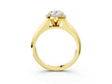 Yellow gold Oval Halo Diamond Ring with Cathedral Band and Four-Prong Setting_65