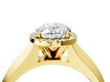 Yellow gold Oval Halo Diamond Ring with Cathedral Band and Four-Prong Setting_66