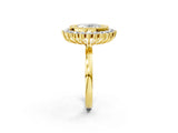 Yellow gold Oval Halo Diamond Ring with Milgrain Edge and Round Prong Setting_47