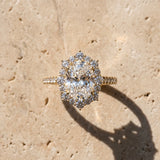 Yellow gold Oval Halo Diamond Ring with Pavé Band and Prong Setting_15