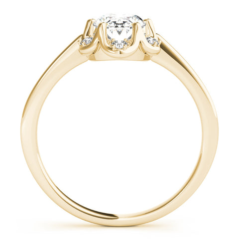 Yellow gold Oval Halo Diamond Ring with Round Cluster Setting, Solitaire Band, and Four-Prong Setting 2