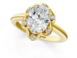 Yellow gold Oval Halo Diamond Ring with Round Cluster Setting, Solitaire Band, and Four-Prong Setting_54