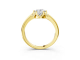 Yellow gold Oval Halo Diamond Ring with Round Cluster Setting, Solitaire Band, and Four-Prong Setting_56