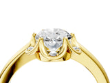 Yellow gold Oval Halo Diamond Ring with Round Cluster Setting, Solitaire Band, and Four-Prong Setting_57