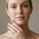 Yellow gold Oval Halo Diamond Ring with Scrollwork Band and Four-Prong Setting_7