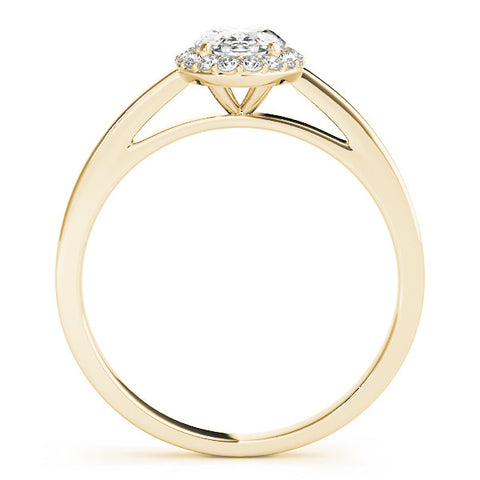 Yellow gold Oval Halo Diamond Ring with Solitaire Band and Prong Setting 2