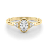 Yellow gold Fancy Yellow Round Cut Diamond Halo Ring with Tapered Band and Four-Prong Setting