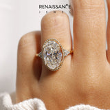 Yellow gold Fancy Yellow Round Cut Diamond Halo Ring with Tapered Band and Four-Prong Setting