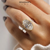 Yellow gold Fancy Yellow Round Cut Diamond Halo Ring with Tapered Band and Four-Prong Setting