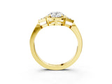 Yellow gold Oval Halo Diamond Ring with Tapered Band and Four-Prong Setting_35