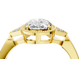 Yellow gold Oval Halo Diamond Ring with Tapered Band and Four-Prong Setting_36