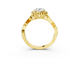 Yellow gold Oval Halo Diamond Ring with Vintage Split Shank and Four-Prong Setting_23