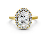 Yellow gold Oval Halo Diamond Solitaire with Pavé Band and Four-Prong Setting_90