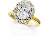 Yellow gold Oval Halo Diamond Solitaire with Pavé Band and Four-Prong Setting_91
