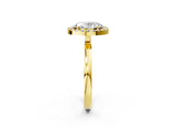 Yellow gold Oval Halo Diamond Solitaire with Pavé Band and Four-Prong Setting_92
