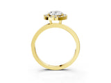 Yellow gold Oval Halo Diamond Solitaire with Pavé Band and Four-Prong Setting_93