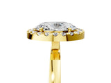 Yellow gold Oval Halo Diamond Solitaire with Pavé Band and Four-Prong Setting_95